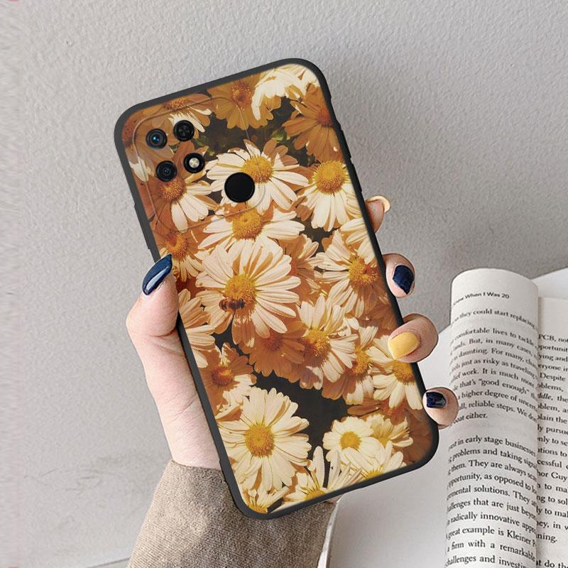 Case For Redmi 10 10C 10A Cute Heart Flower Back Cover Soft Silicone Matte Protective Funda For Xiaomi Redmi 10C Redmi10 Bag