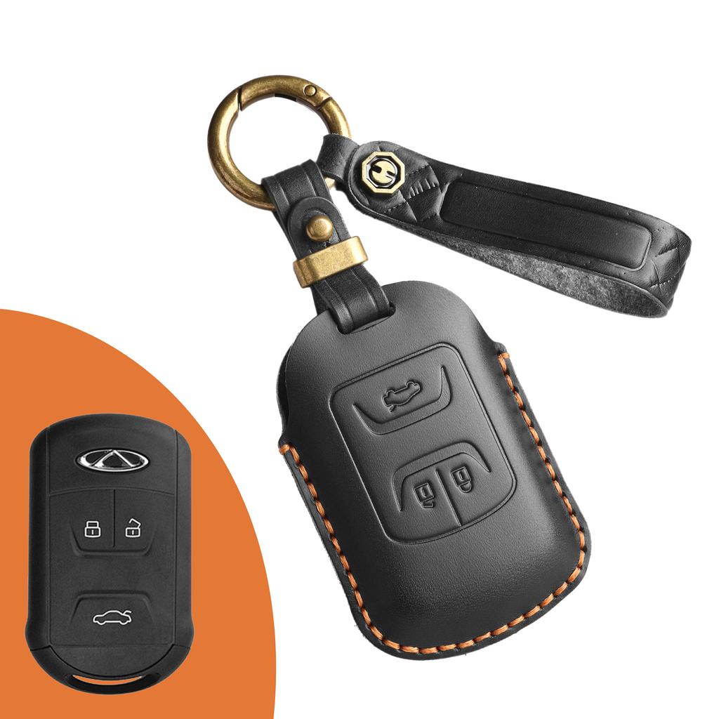 The new retro key cover is suitable for hand-stitched leather key bag and shell ring of Chery's old cars.