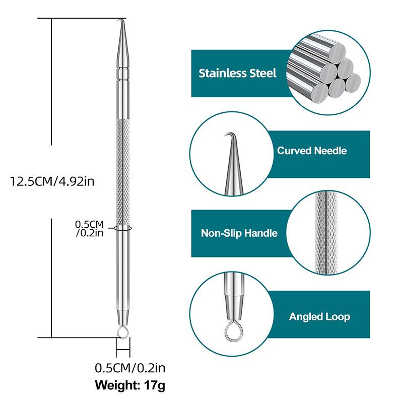 Curved Kirin Hook Acne Needle: Blackhead & Whitehead Removal Tool for Beauty Salons