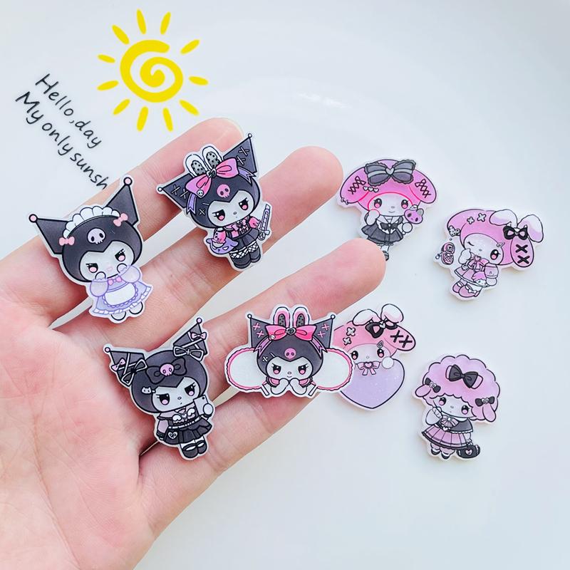 10 Pcs New Kawaii Cartoon Animal Rabbits, Puppies Series Acrylic Flat Diy Jewelry Children Gift Hairpin Accessories A89