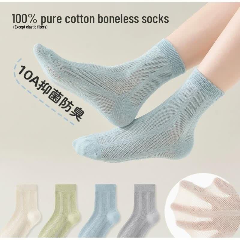 JINGRUIXIANG Children s Summer Thin Cotton Socks 4-Pair Pack