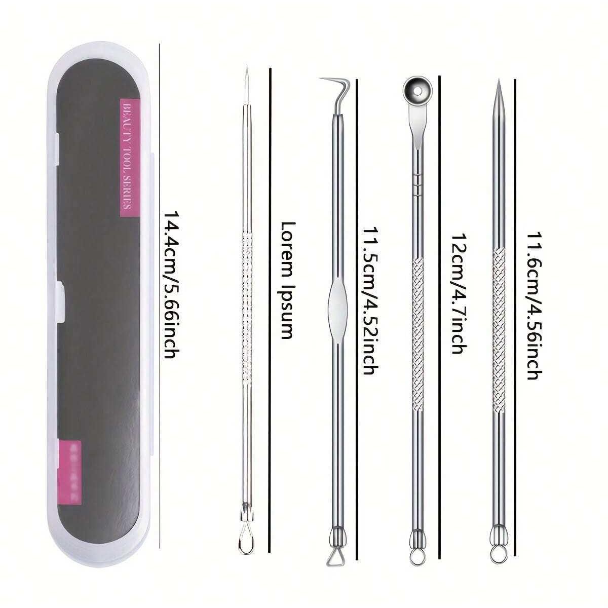 4pc/set Acne Blemish Remover Blackhead Extractor Ultra-fine Beauty Face Pore Cleaner Needles Set Acne Needle Facial Cleaner Skin