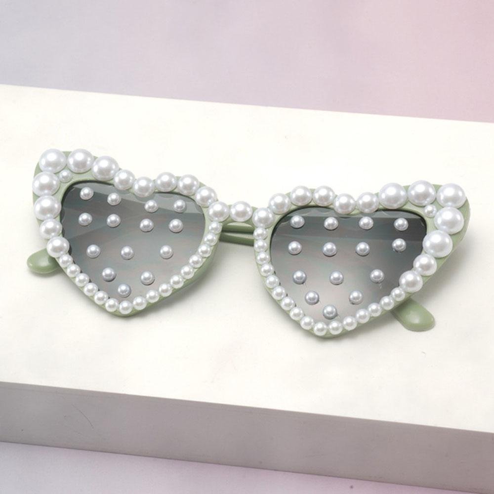 Fashion Sunglasses Fashionable Love Pearl Sunglasses Heart Shaped Sunglasses Anti-Ultraviolet For Party Cycling Outdoor Sports