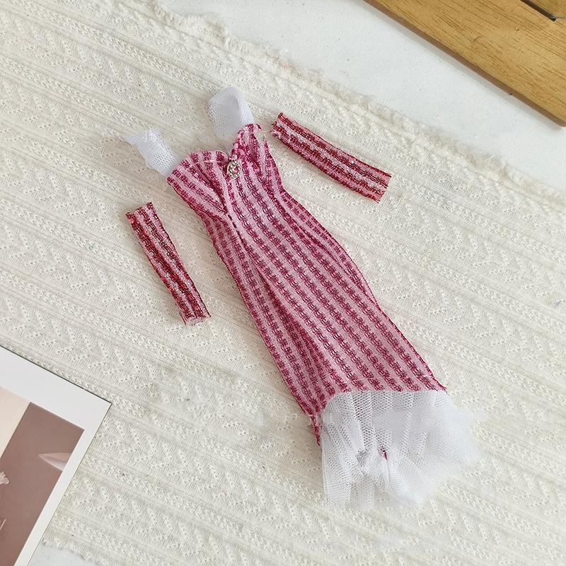 

Newest 30Cm Doll Clothes Halter Dress + Sleeve 1/6 Princess Dolls Dressup Fishtail Dress Fashion Set Evening Gown Dress Skirt Set