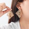 Vintage Square Metal Mesh Earrings For Women Personality Exaggeration Jewelry Dangle Earrings Party Jewelry Accessories Gifts