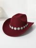 Western cowboy top hat men's and women's casual top hat flower sequined felt hat