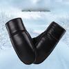 Warm Gloves with Velvet Thickened Men and Women Imitation Leather Windproof Outdoor Riding PU Leather Finger Large Cotton Winter Gloves