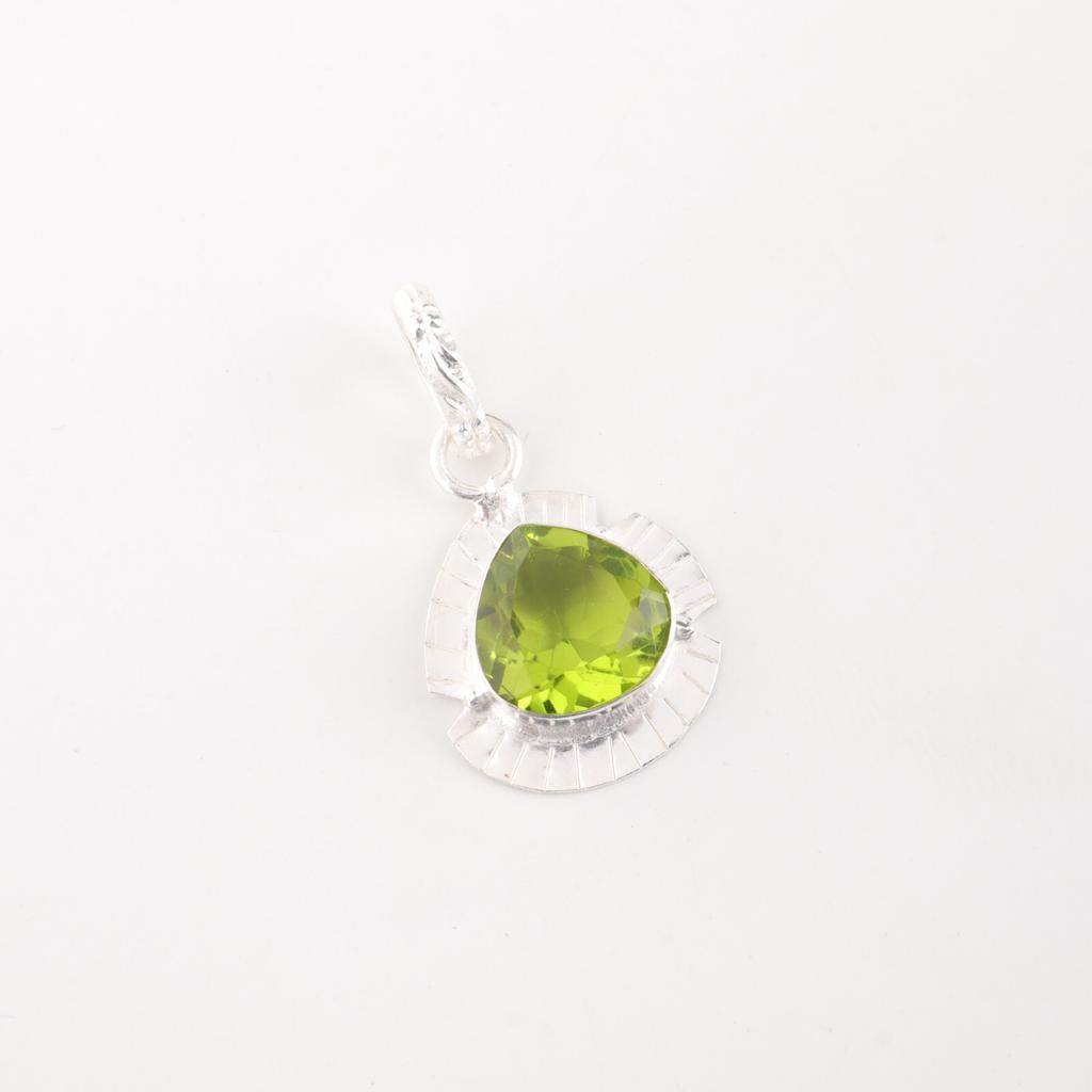 Natural Peridot Gemstone 925 Sterling Silver Jewelry Handmade Cute Pendant 1.15" PP-8-5