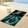 Schwarzes Türkis Oktopus Aufdruck Strandtuch Polyester Weich Schnelltrocknend Großes Badetuch Sommer Schwimmbad Surfen Decke