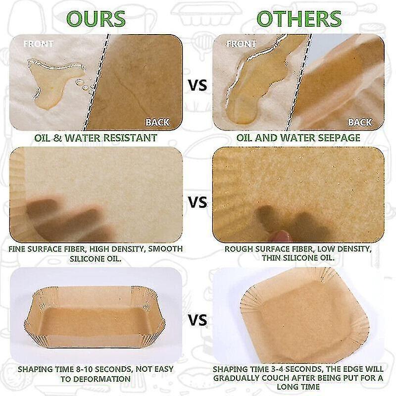 Disposable Paper Baking Pan Air Fryer Lined Nonstick Paper Pan for Oven Microwave Cooking Rectangular Food Storage Container