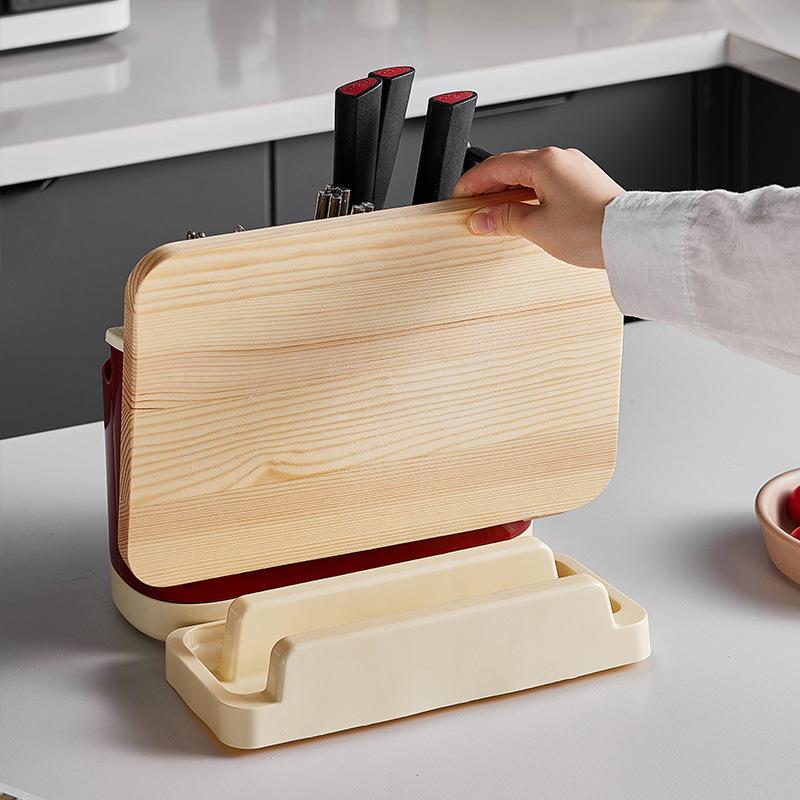 Dopamin Multifunktionaler Küchenmesser- und Schneidebretthalter mit integrierter Aufbewahrung.