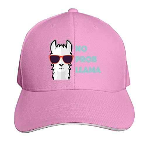 No Prob Llama Alpaca Curved Brim Printed Baseball Cap Sun Hat Travel Cap Sandwich Cap Adjustable Trucker Hat
