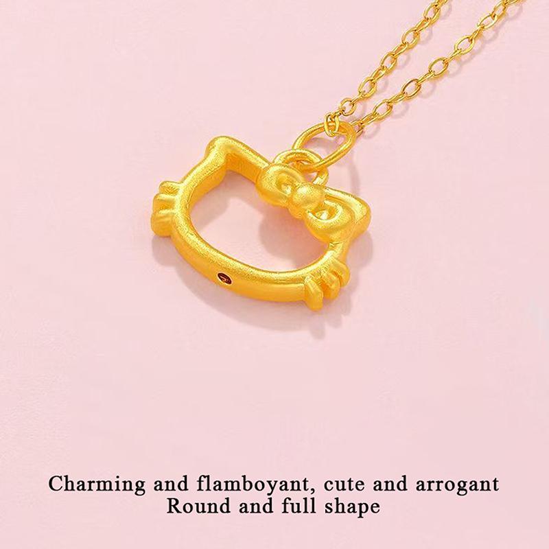 Sweet Cute Kitty Pendant Necklaces For Women Cartoon Style Female Stainless Steel Neck Chain Jewelry Girls Daily Wear Chains