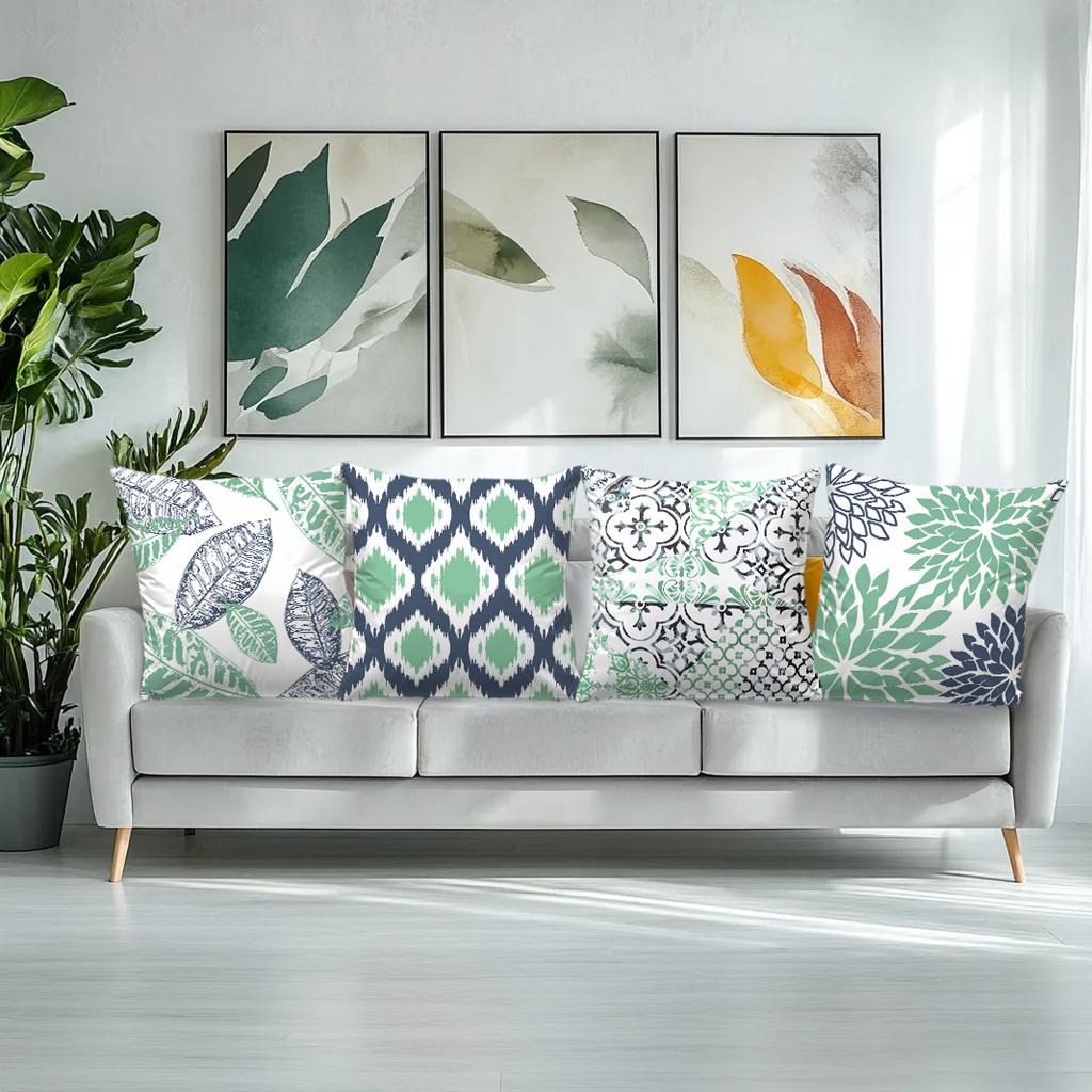 Einfacher geometrischer Druck Kissenbezug Abstraktes florales Wohnzimmer Sofa Kissenbezug