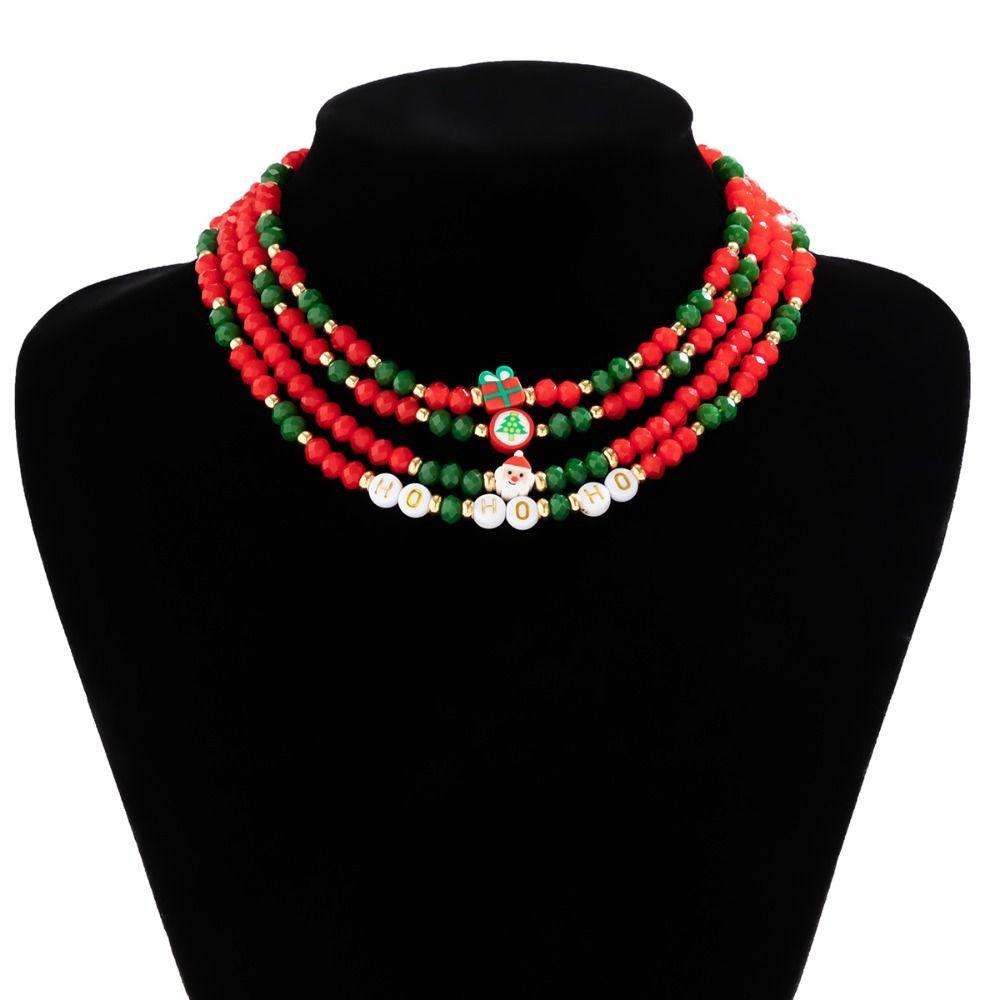 2/3/4pcs/set Santa Multi-layer Christmas Necklace Cartoon Cartoon Pendant Choker  Women