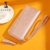 FOXER Women's Sequin Leather Long Wallet