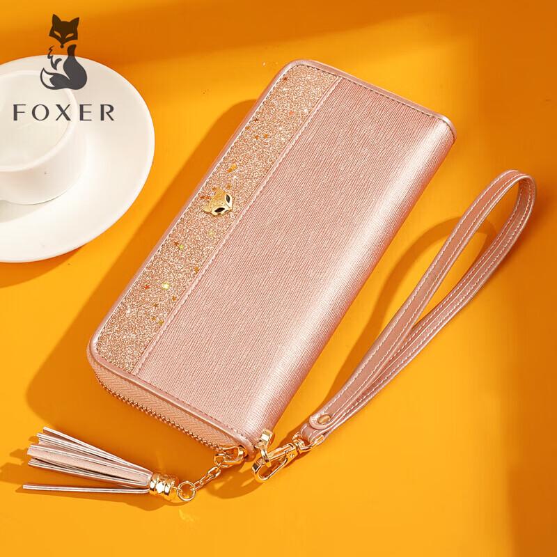 FOXER Women's Sequin Leather Long Wallet