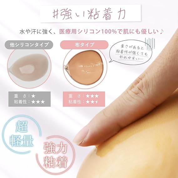 Boost Silikon-BH Stark für Hostess-Kleider und Super-Boost für Frauen Größe [NODC] 5,5x Pads, NuBra, 3,7cm Dicke, Klebend, Badeanzüge, (Beige, B)