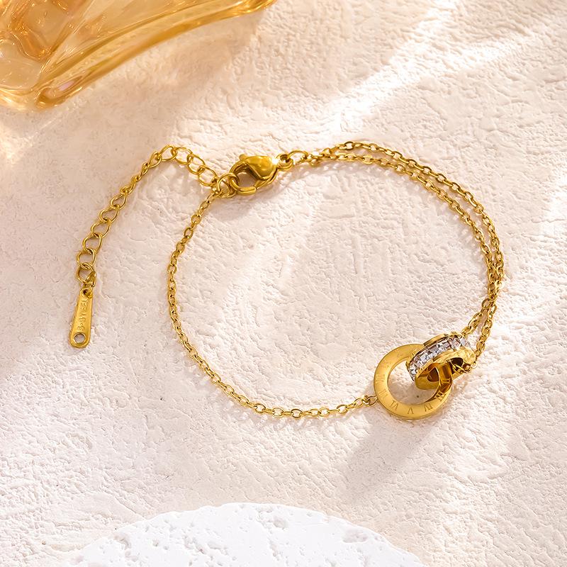 Women's Luxury Roman Numeral Double Ring Necklace Set