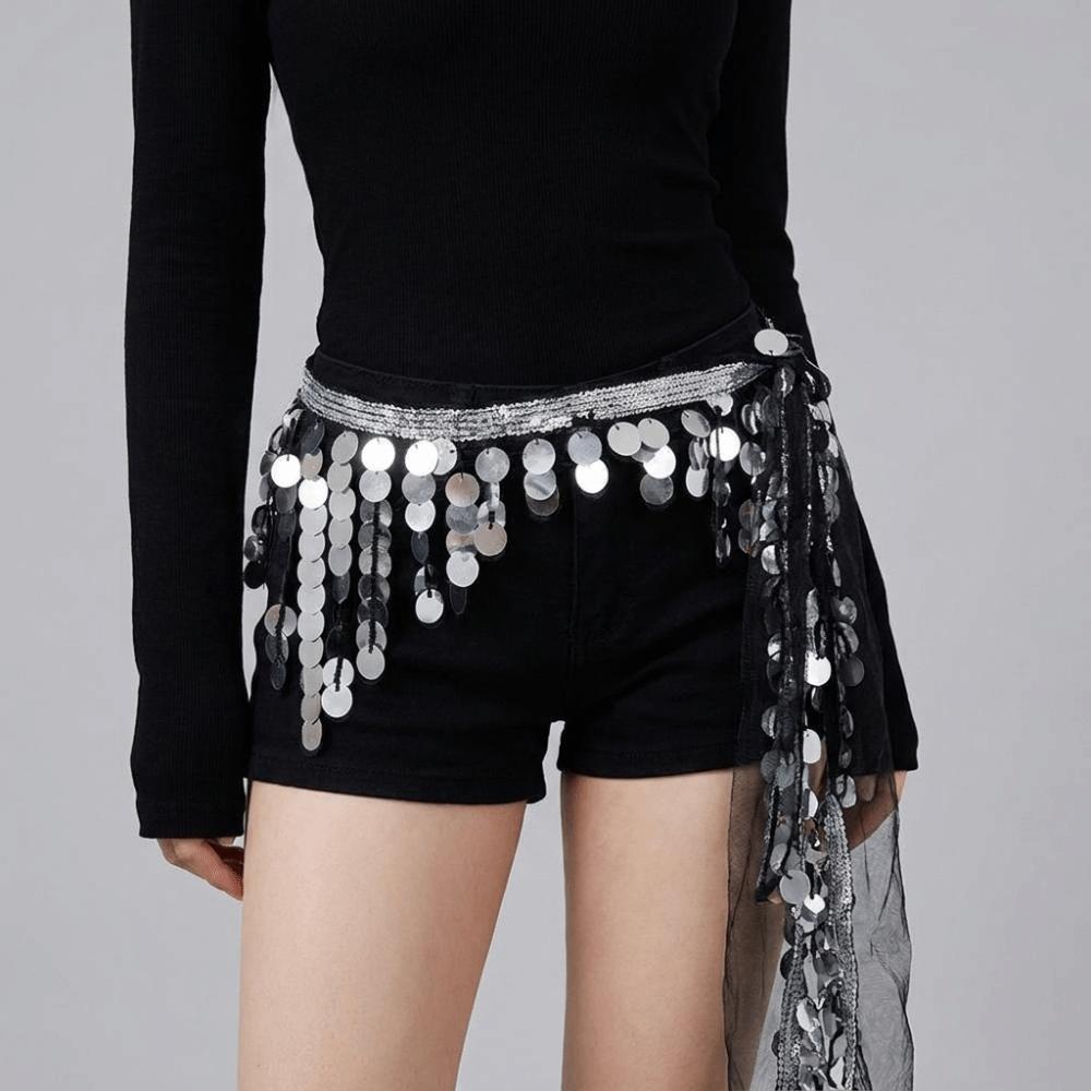 Long Tassel Belly Dance Belt Glitter Sequins Sequin Waist Chain Carnival Celebration