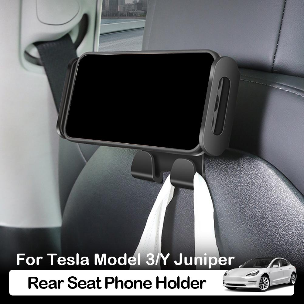 Headrest Hook For Car Seat Back With Clip Tablet Holder Phone Stand for Tesla Y 2026 For Purses Handbag Grocery Bag Z0L1