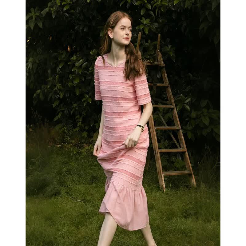 Demana Striped Knit Mid-Length Dress M