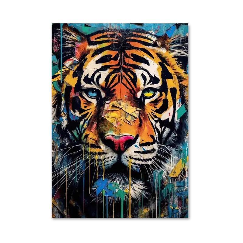 

Абстрактная акварель Лев, обезьяна, тигр, постеры с животными, принты, граффити, холст, живопись, настенные художественные картины для домашнего декора комнаты 21x30cm No Framed