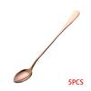 5 bucăți cu mânere lungi lingură de cafea din inoxidabil de culoare solidă pentru desert pentru bucătărie/birou/cafenea