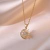 Stainless Steel Micro Paved Sun Moon Pendant Necklace Fashion Light Luxury Cubic Zircon Collar Chain for Women Wedding Jewelry