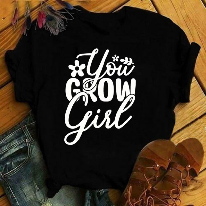 Fashion You Grow Girl Print Hip Hop Short Sleeve Men Women Summer Cool Casual Outdoor T Shirts Tops