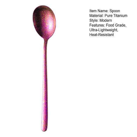 Pure Titanium Spoon Ultra Lightweight Long Handle Spoon Acid Resistant Non-Rust Spoon Outdoor Camping Restaurant Spoon