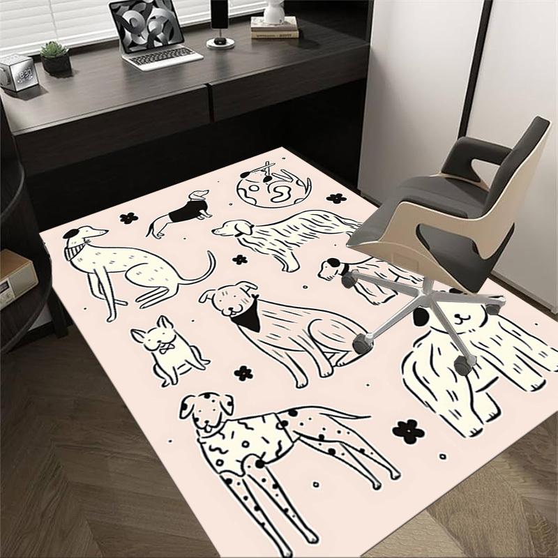 

1PC dog flower Non-Slip Floor Carpet Compatible for Office&Living Room&Bedroom&Dining room - Flat-Weave Machine-W298 60cm by 90cm