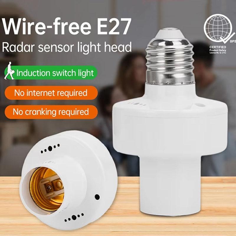 360° Smart Led Bulb E27 Plug Radar Motion Sensor 220V Light Bulb Holder 3-8m Sensing Distance LED Bulb Lamp Holder Auto On/Off Socket Adapter