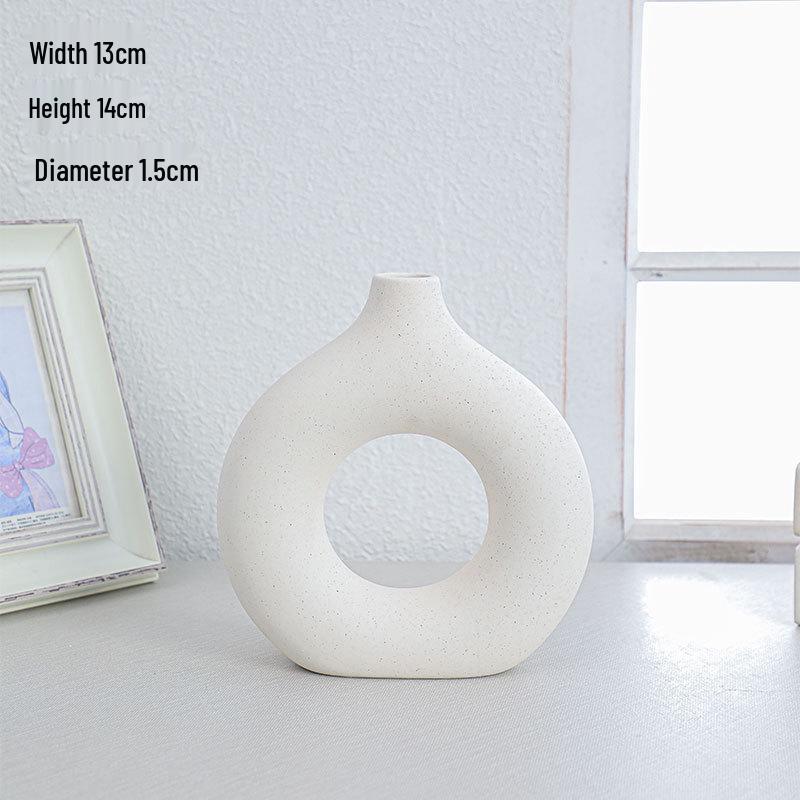 Nordic Ceramic Circle Vase - Creative Home Decor for Living Room