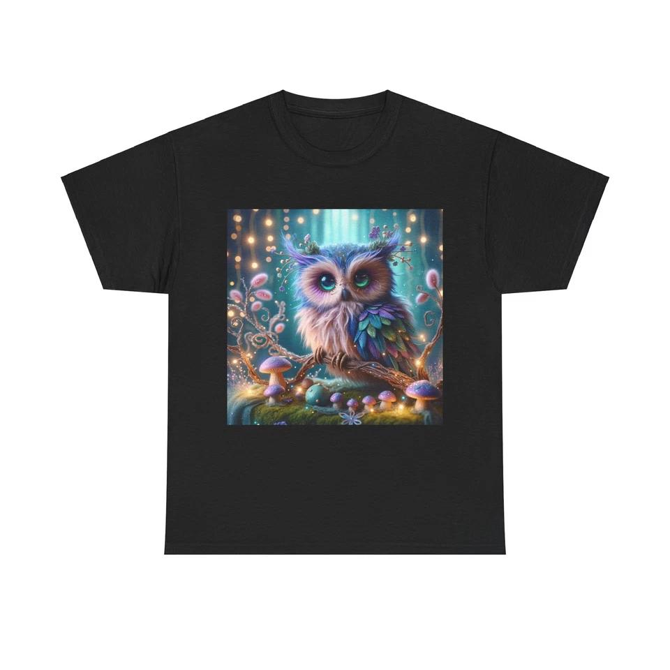 Unisex Adult T Shirt Magical Owl Whimsical Woodland Art 3XL