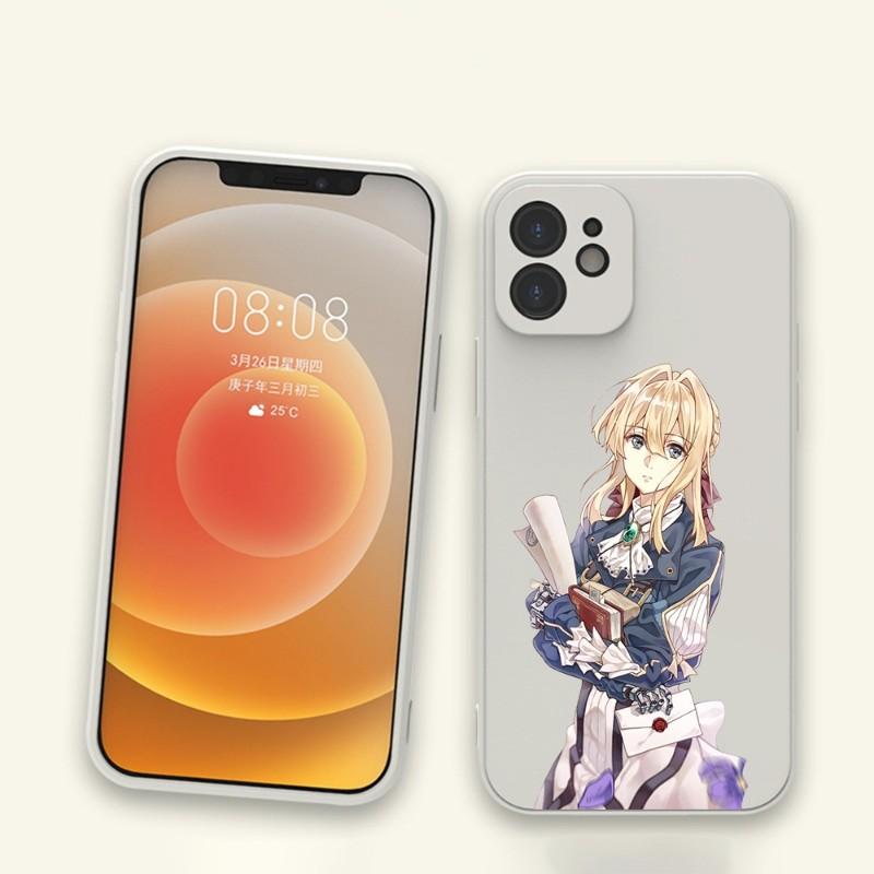 Violet Evergarden Phone Case For IPhone 11 12 13 Pro Max X XR XS Max 6 6S 7 8 Plus SE 2022 Liquid Square Color Phone Cover