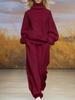 2025 Autumn/Winter Women's Casual Knit Set: High Neck Top & Wide Leg Pants
