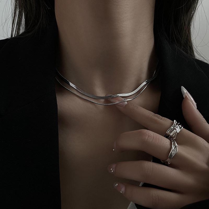 Double Layer Snake Bone Chain Choker - Trendy Women's Hip Hop Necklace