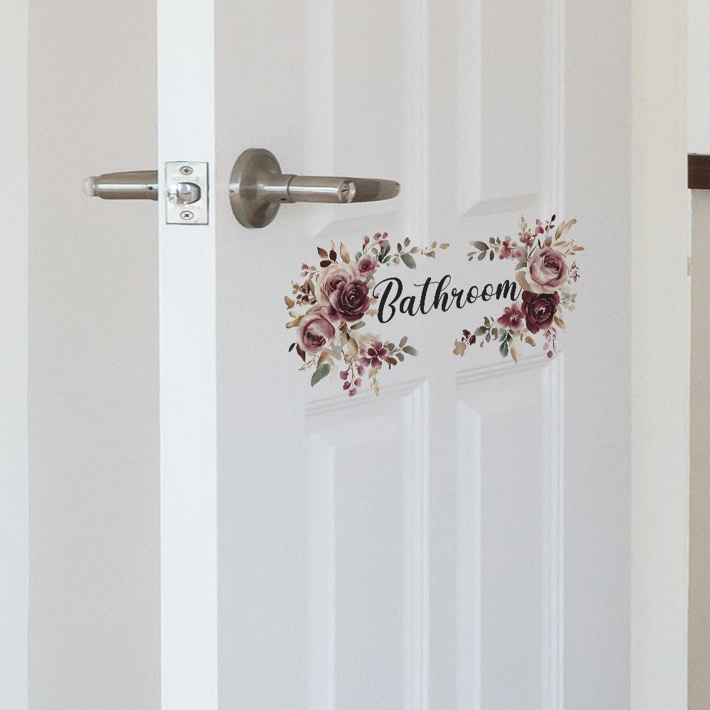 Bathroom English Slogan Bathroom Door Background Landscaping Decoration Wall Sticker