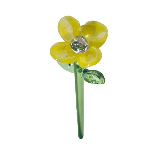 Hand Blown Mini Glass Flower Figurine Collectible Miniature Faux Crystal Flower Ornaments for Mothers Day Birthday Table Centerpiece DIY Craft