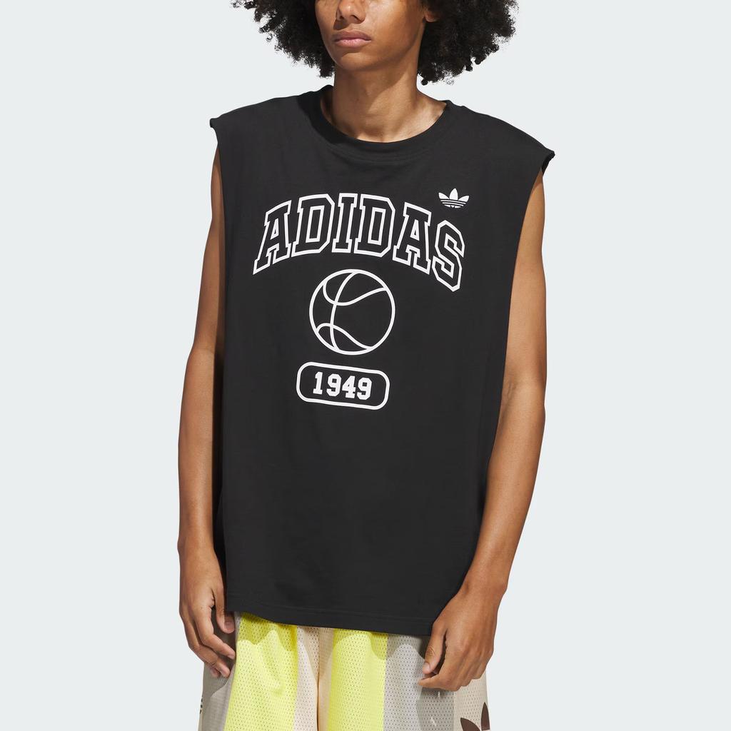 Adidas Originals Basketball Tank Fashion Simple Loose Round Neck Unisex Tops Black White JD5191