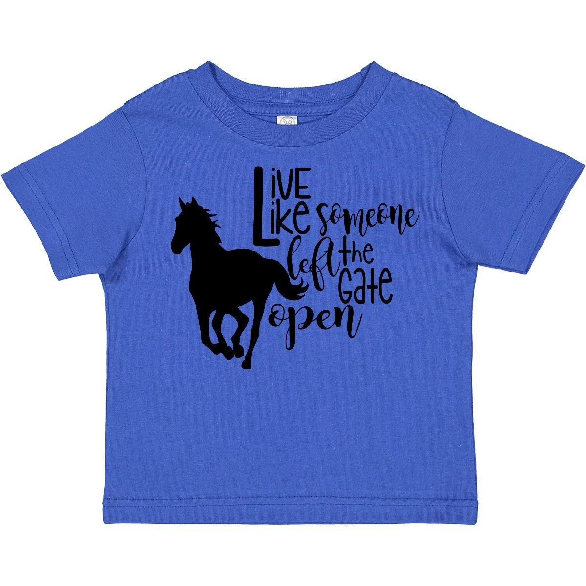 Inktastic Live Like Someone Left The Gate Open Horse Silhouette Toddler kids boys T-Shirt 120