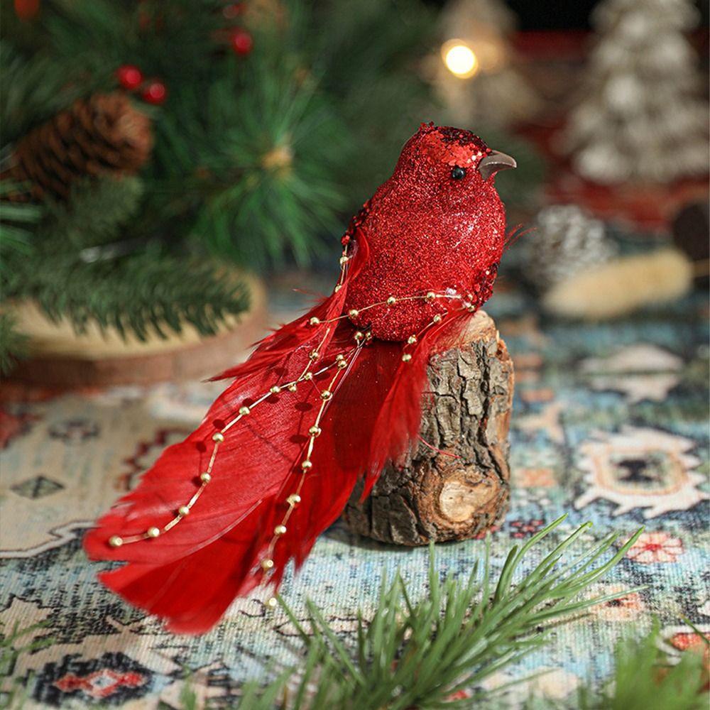 Artificial Simulated White Bird Pendant Colorful Christmas Tree Decoration  New Year Gifts