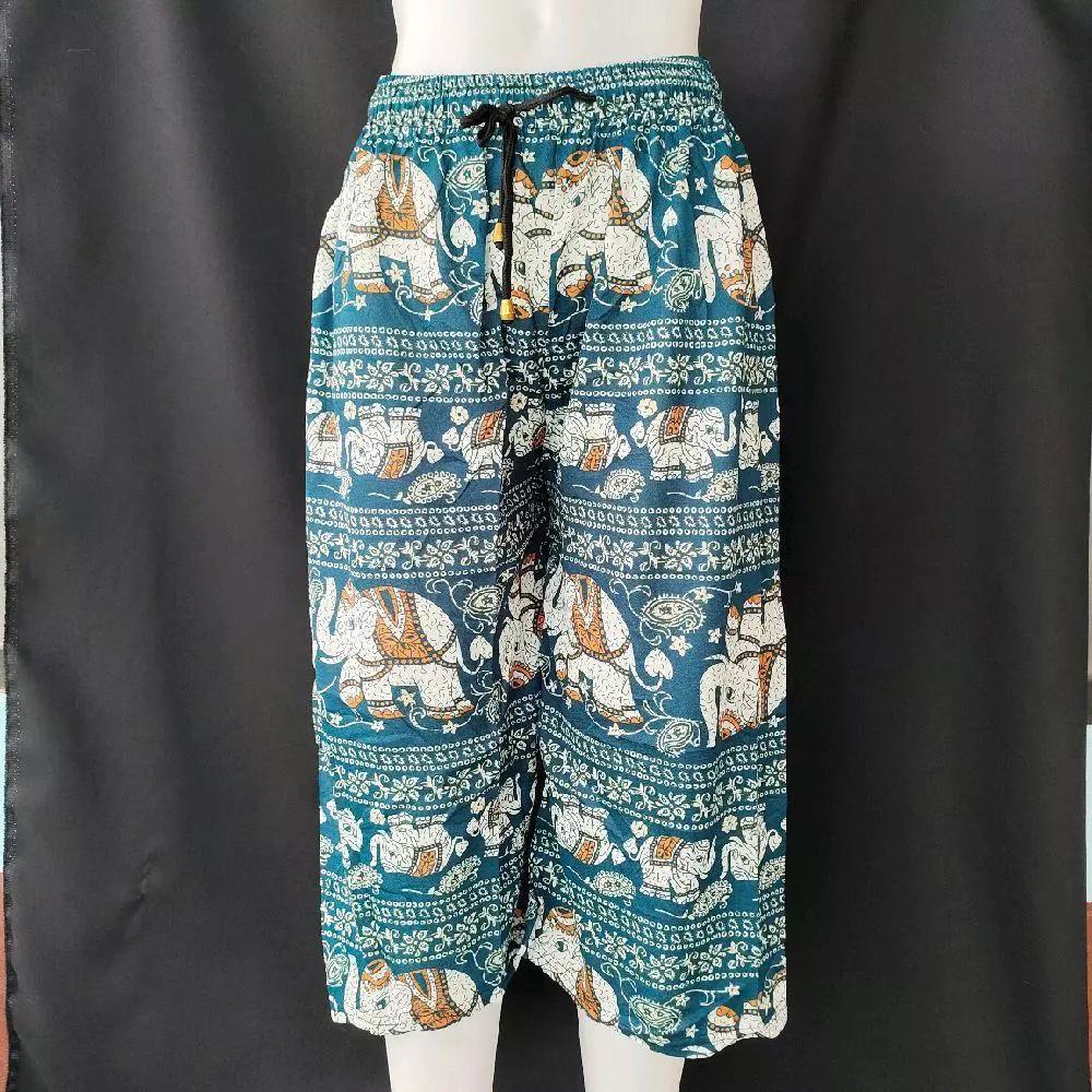 Long Loose Leg Elephant Pants Adjustable Elastic Waistband Strap Women Men Unisex Print Thailand Casual Streetwear Beach Summer Bohemian Retro Vintage