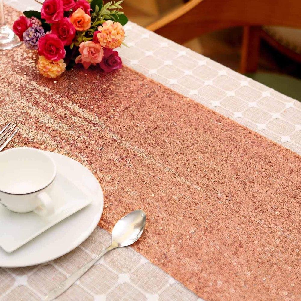 Good-2PCS Sequin Table Runner Copper Glitter Runner For Birthday Party Supplies Wedding Bachelorette Holiday Celebration