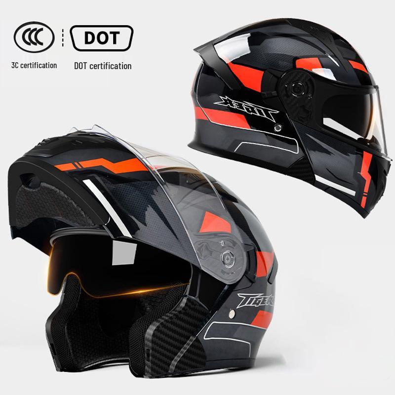 3C Certified Flip-up Motorcycle Helmet for All-Season Use, Unisex, and Universal Fit for Electric Vehicles.