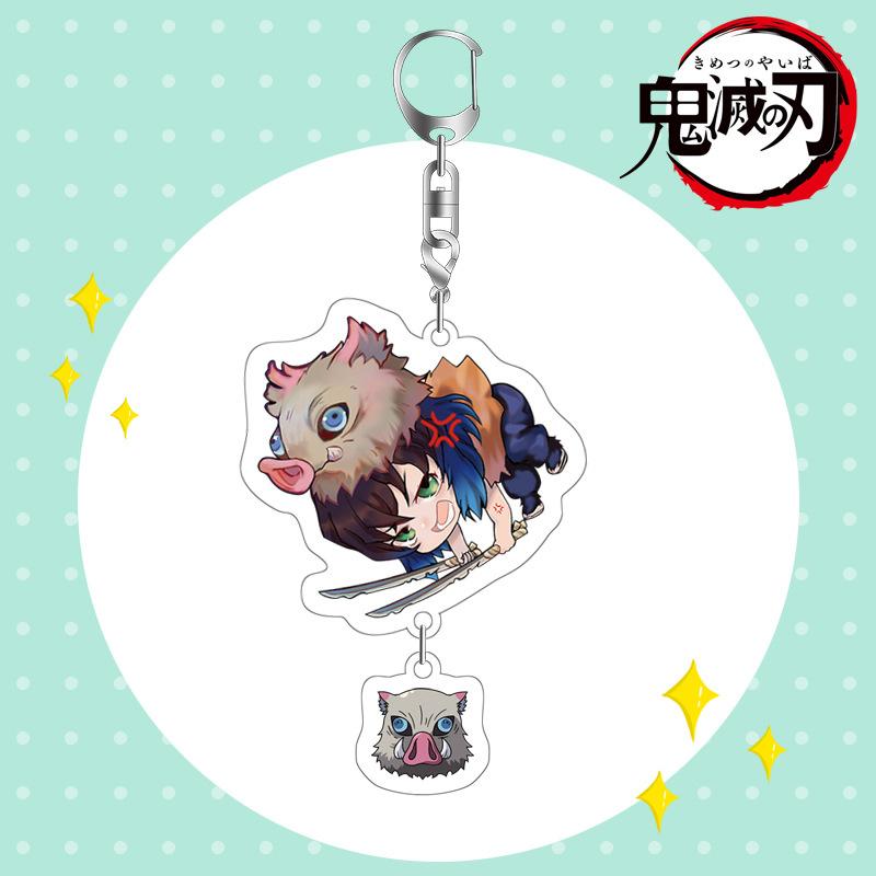 Demon Slayer Acrylic Keychain Tanjiro Nezuko Anime Double Sided Key Ring Accessories for Cosplay Set Gift Fans