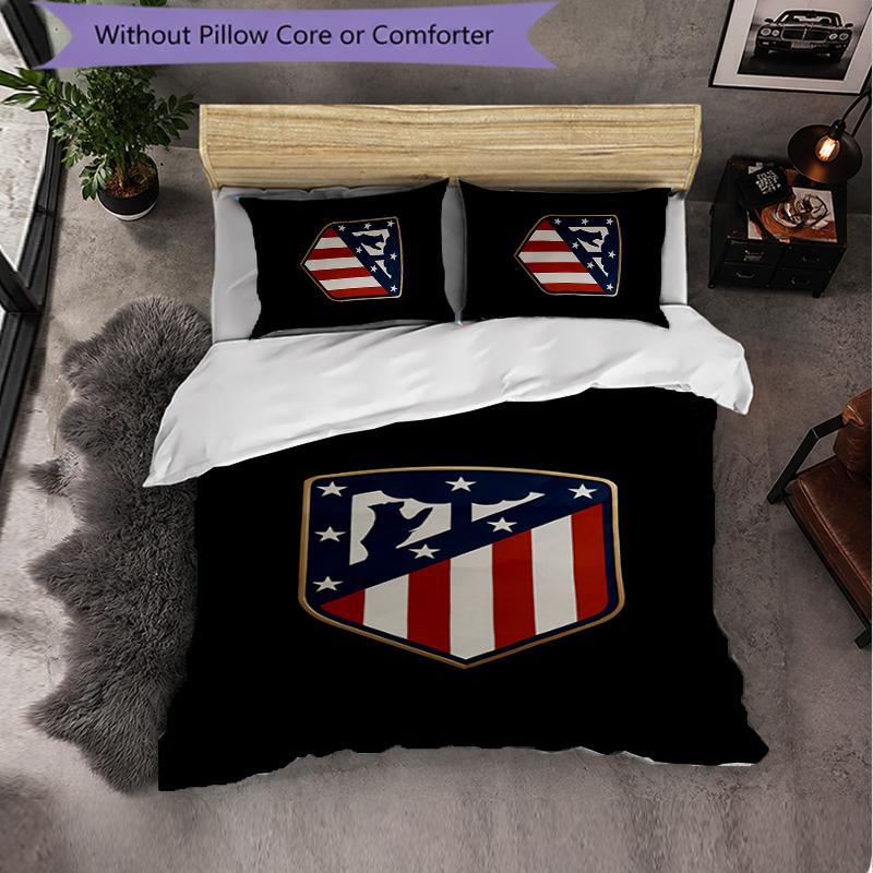 Set Biancheria da Letto Atletico Madrid 3 Pezzi Morbido Set Copripiumino con Federe Stampato Set Decorazione Camera da Letto per la Casa