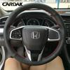 Full Black Leather Car Steering Wheel Cover for Honda Civic 10th CRV Clarity LX 2016-