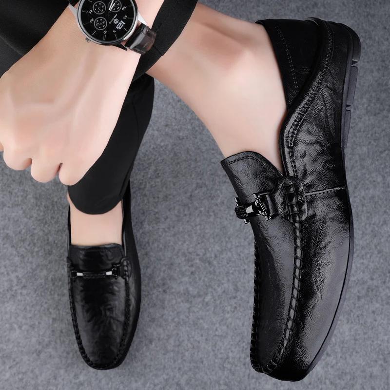 Fashion Summer New Punching Soft Leather Loafers Genuine Leather Business Formal Soft Soled Moccasin Luxury Brand Designer Casual Shoes